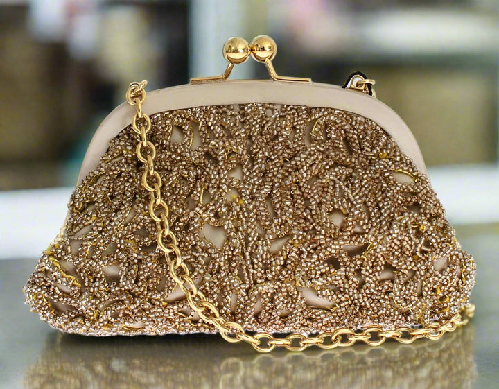 DOLCE & GABBANA Glimmering Gold Sequined Evening Clutch
