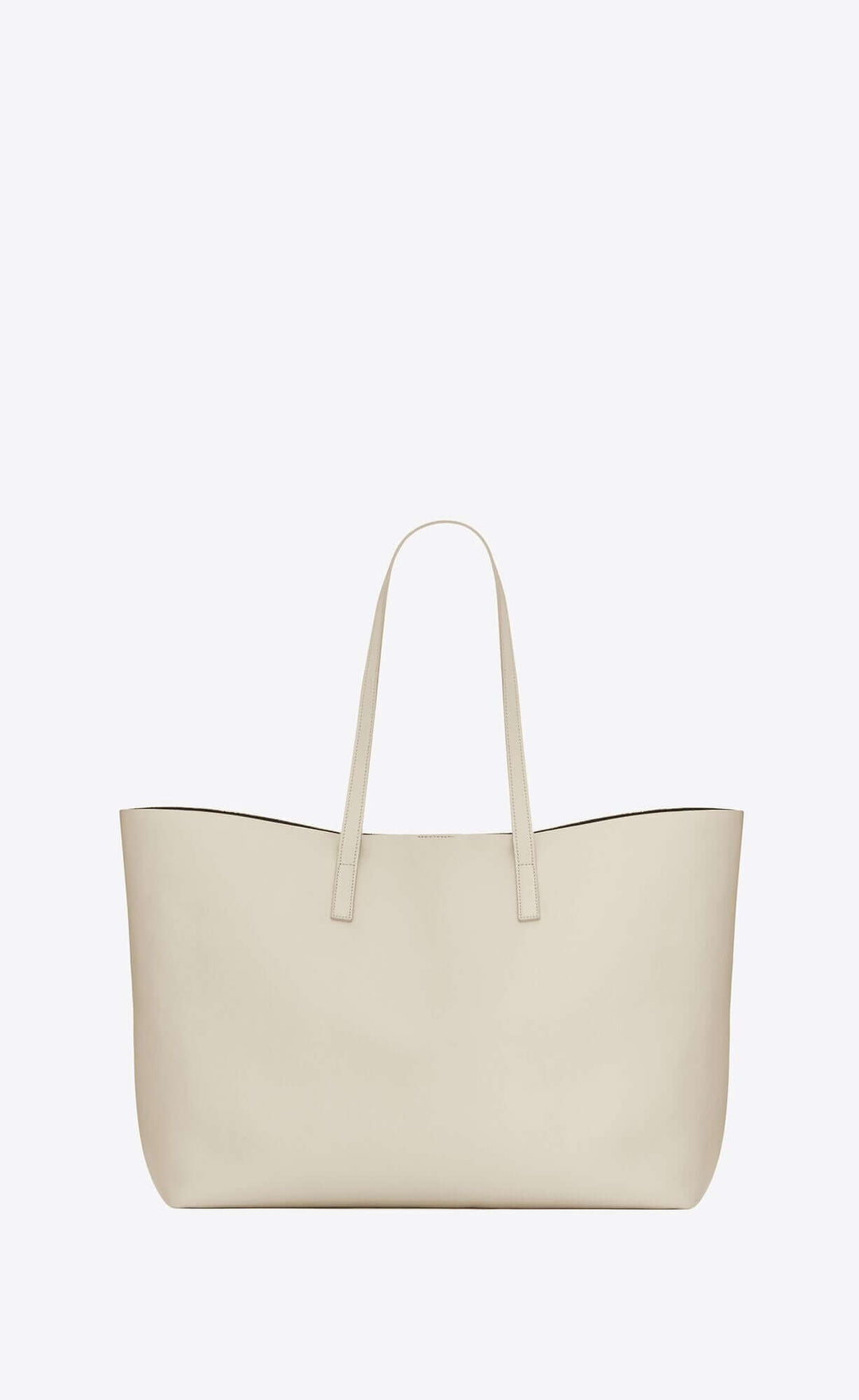 SAINT LAURENT White Calf Leather Tote Shoulder Bag