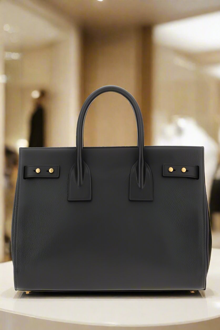 SAINT LAURENT Bolso Sac De Jour de piel de becerro negro