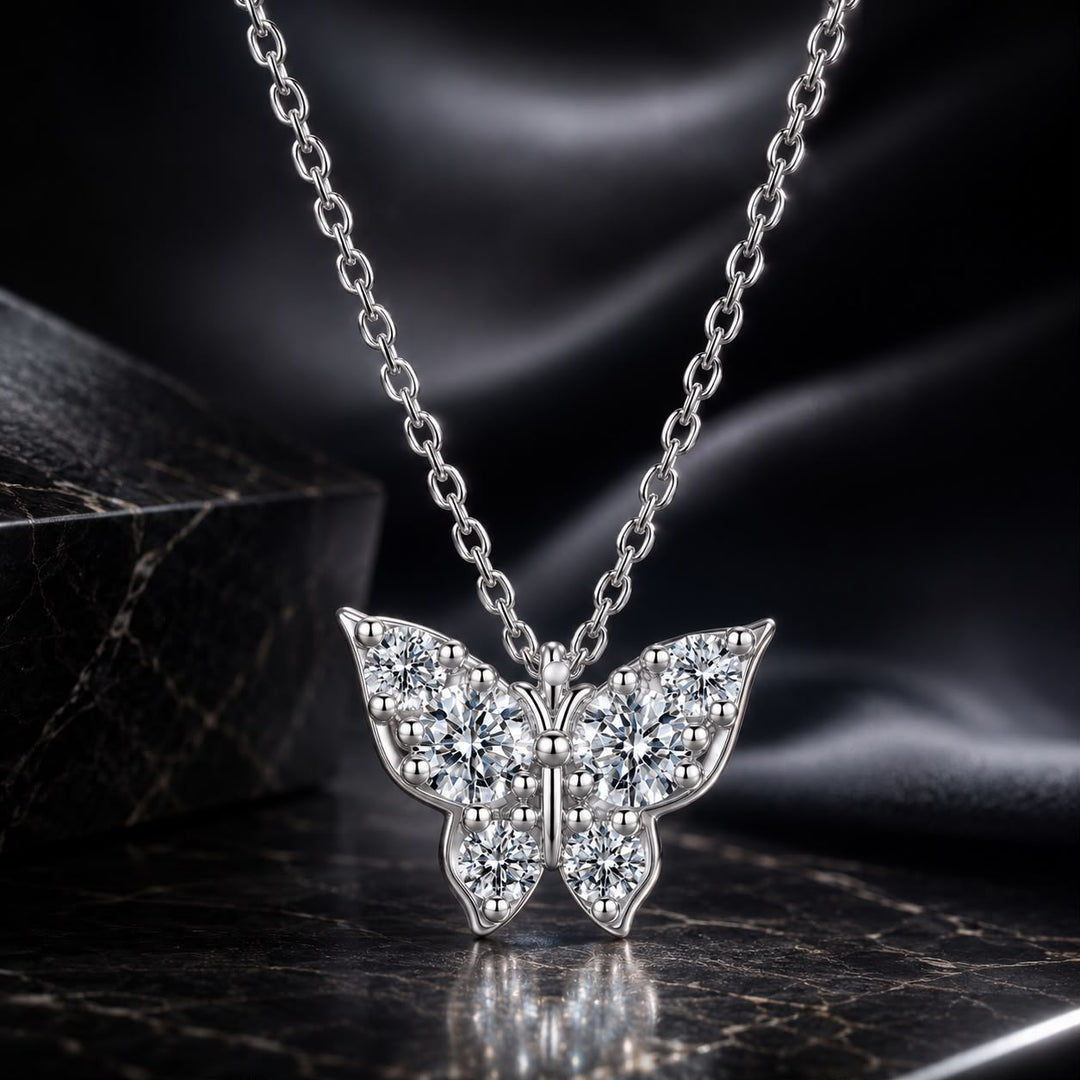 925 Sterling Silver Plated White Gold Moissanite Necklace 40+5cm for Women