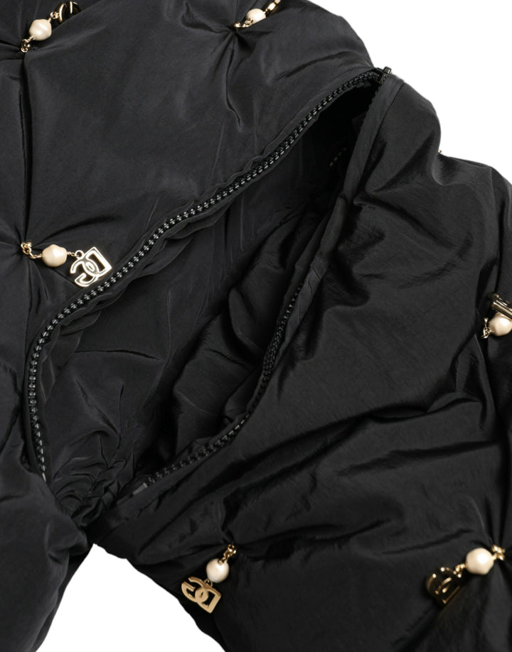 DOLCE & GABBANA Elegant Quilted Jacket with Pearl Embellishment