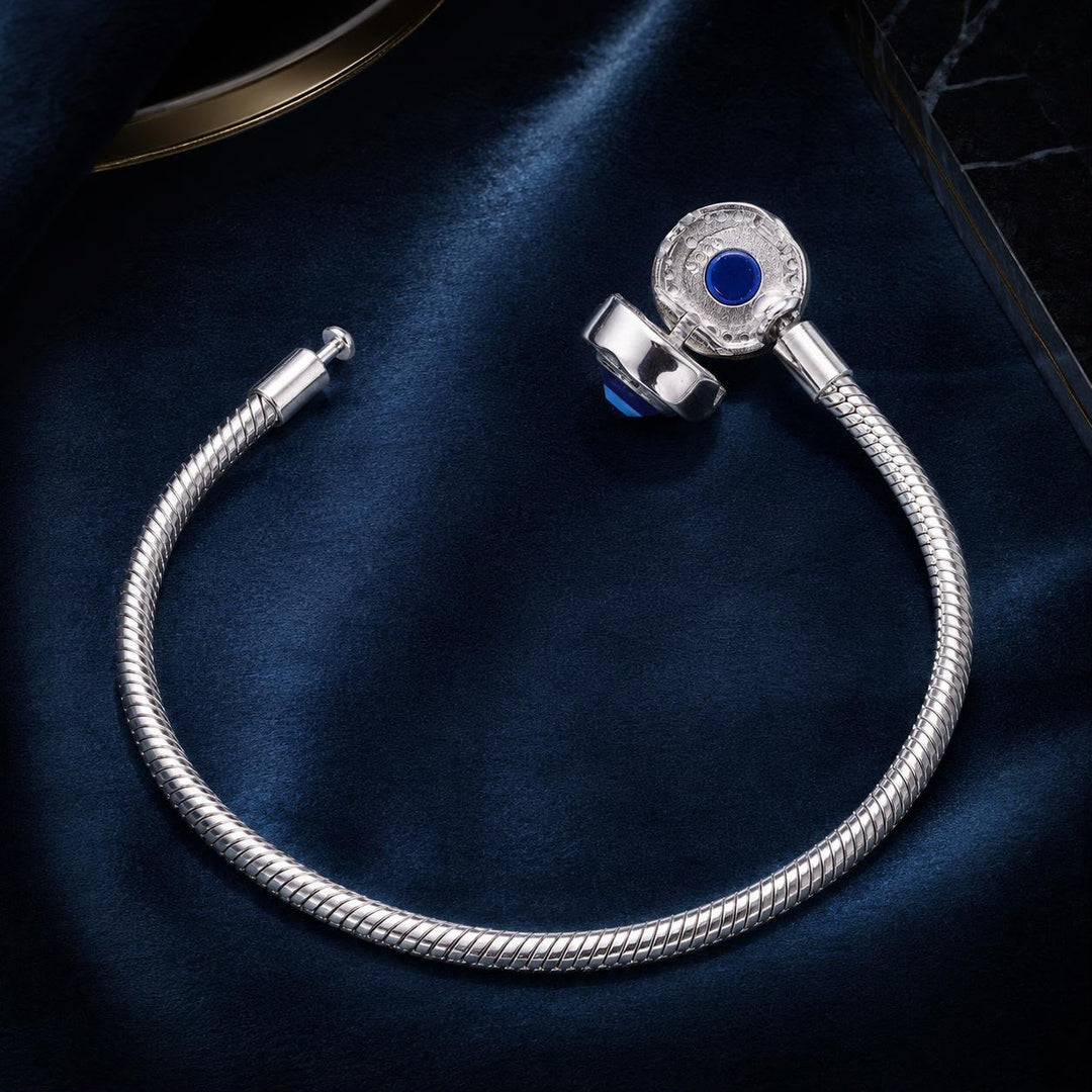 925 Sterling Silver Bracelet with CZ &amp; Resin, Size 17.0