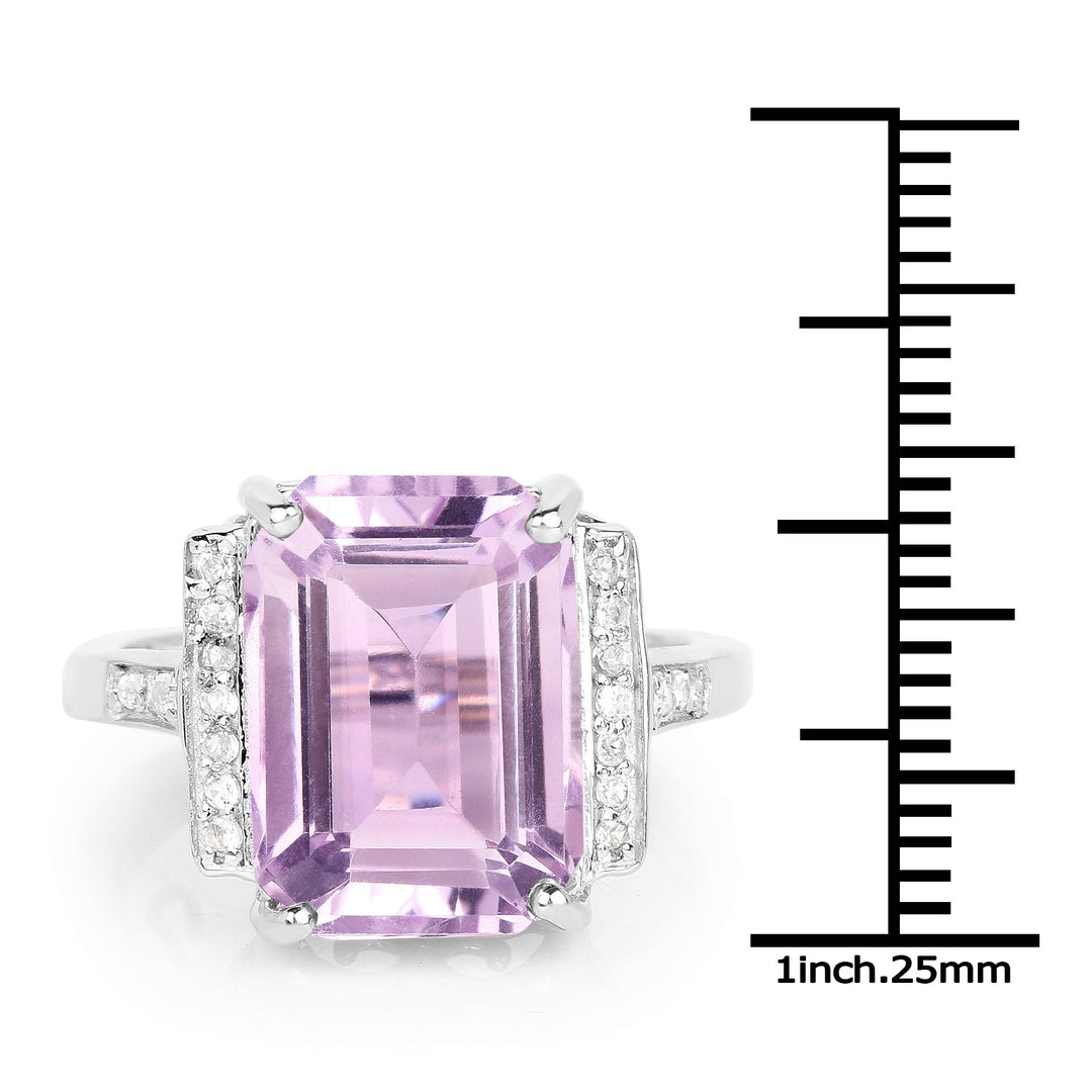 6.33 Carat Genuine Amethyst &amp; White Topaz .925 Sterling Silver Ring