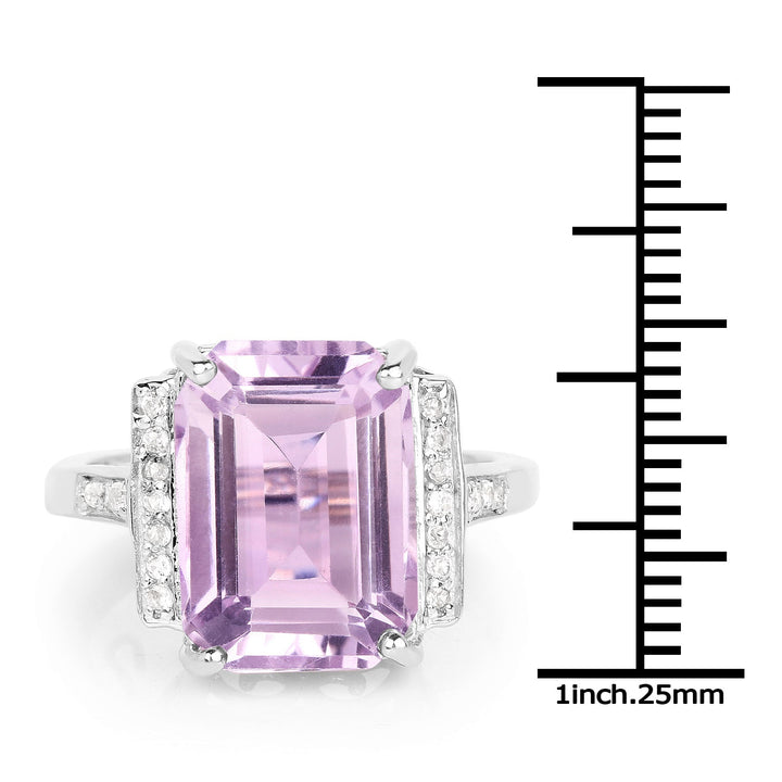 6.33 Carat Genuine Amethyst &amp; White Topaz .925 Sterling Silver Ring