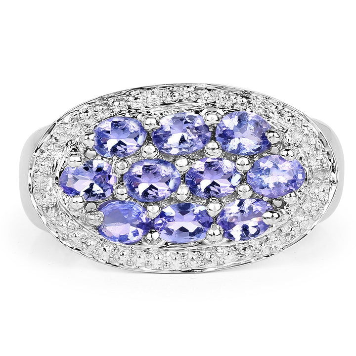 1.70 Carat Genuine Tanzanite .925 Sterling Silver Ring