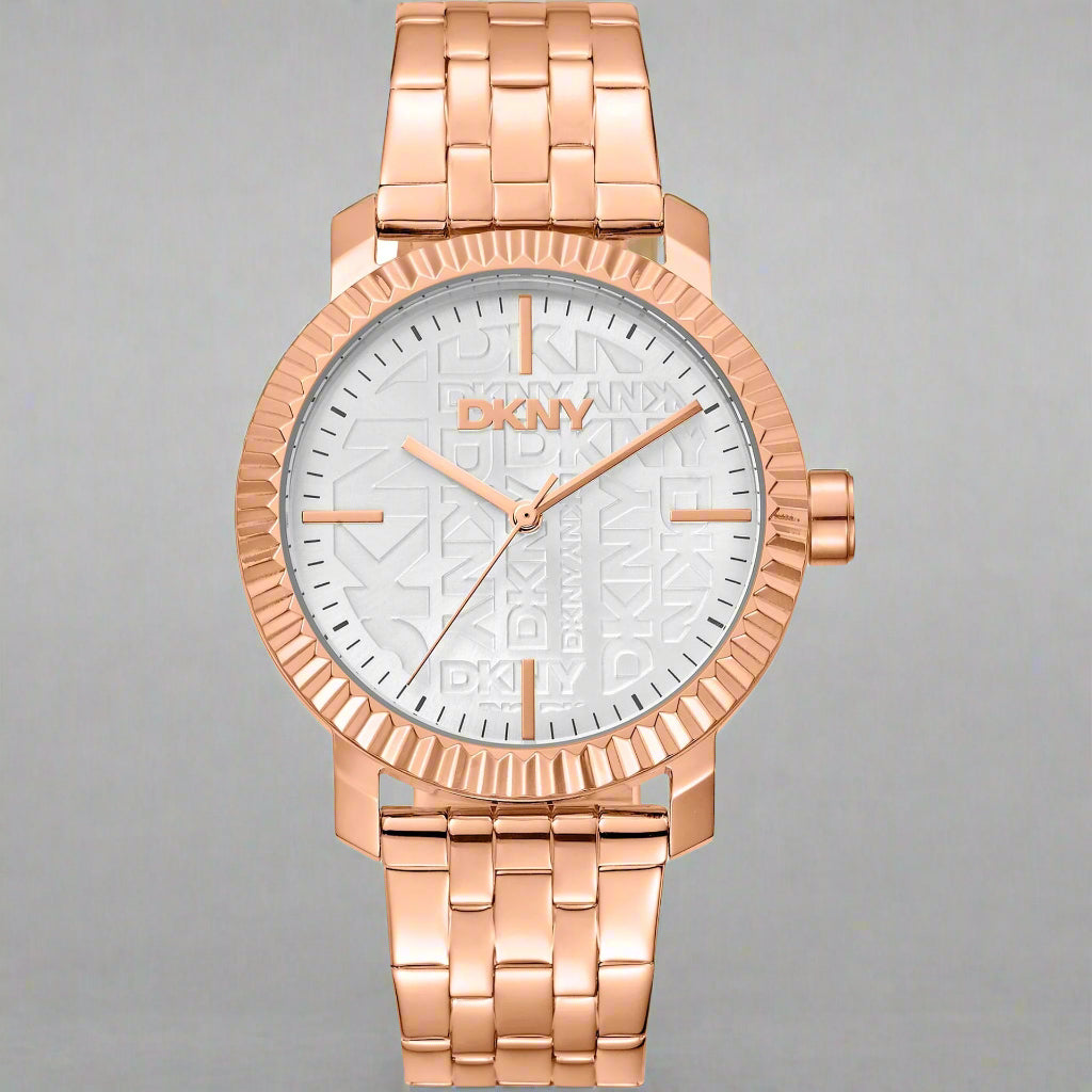 DKNY women's gold tone white dial logo Watches