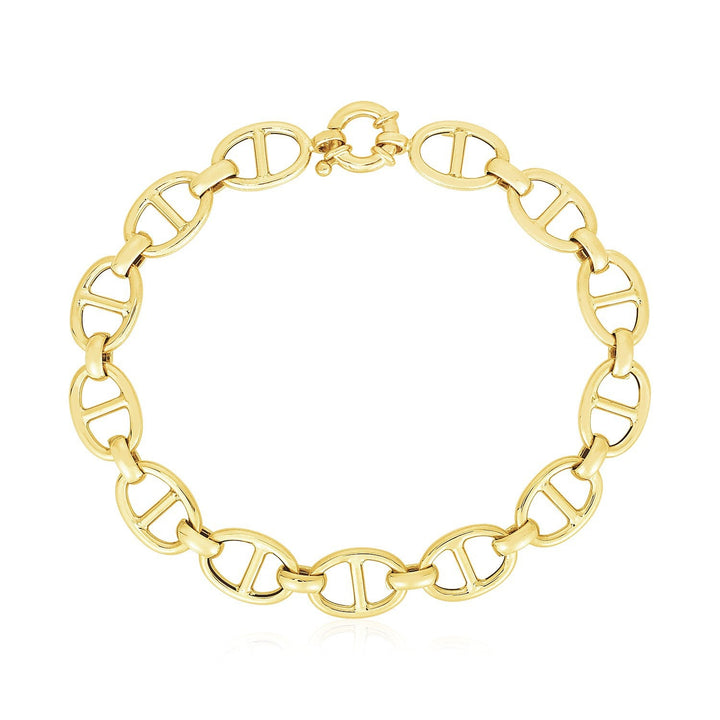14k Yellow Gold High Polish Mariner Link Bracelet (8.8mm)