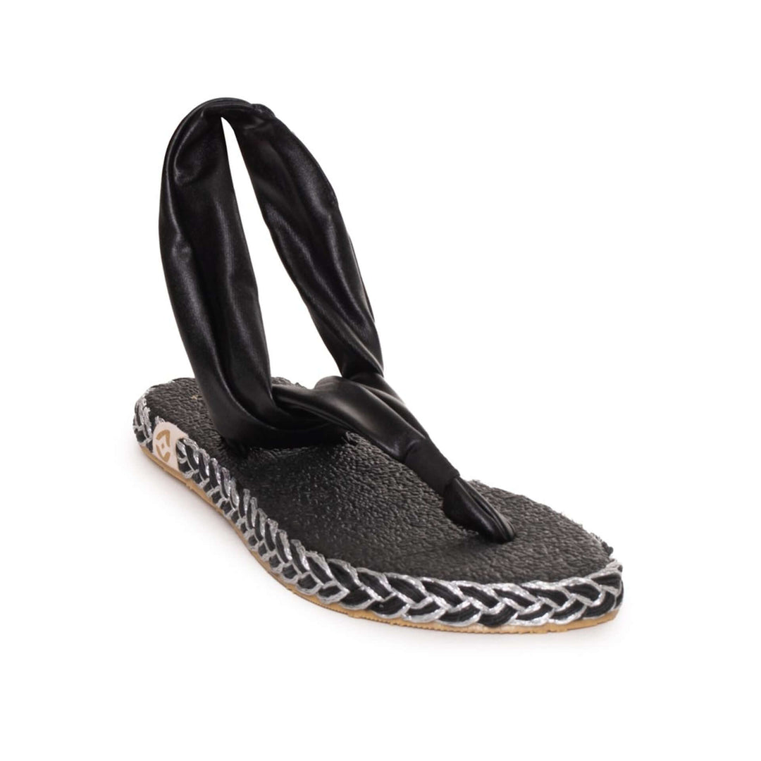 Nalho women's black fabric open toe Thong Sandals