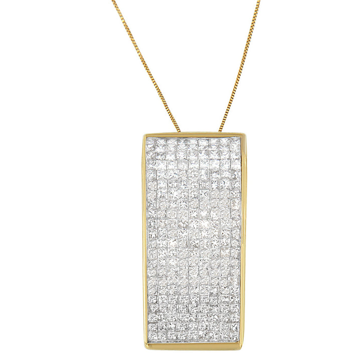14K Yellow Gold Princess Cut Diamond Block Pendant Necklace (2 5/8 cttw, H-I Color, SI2-I1 Clarity)