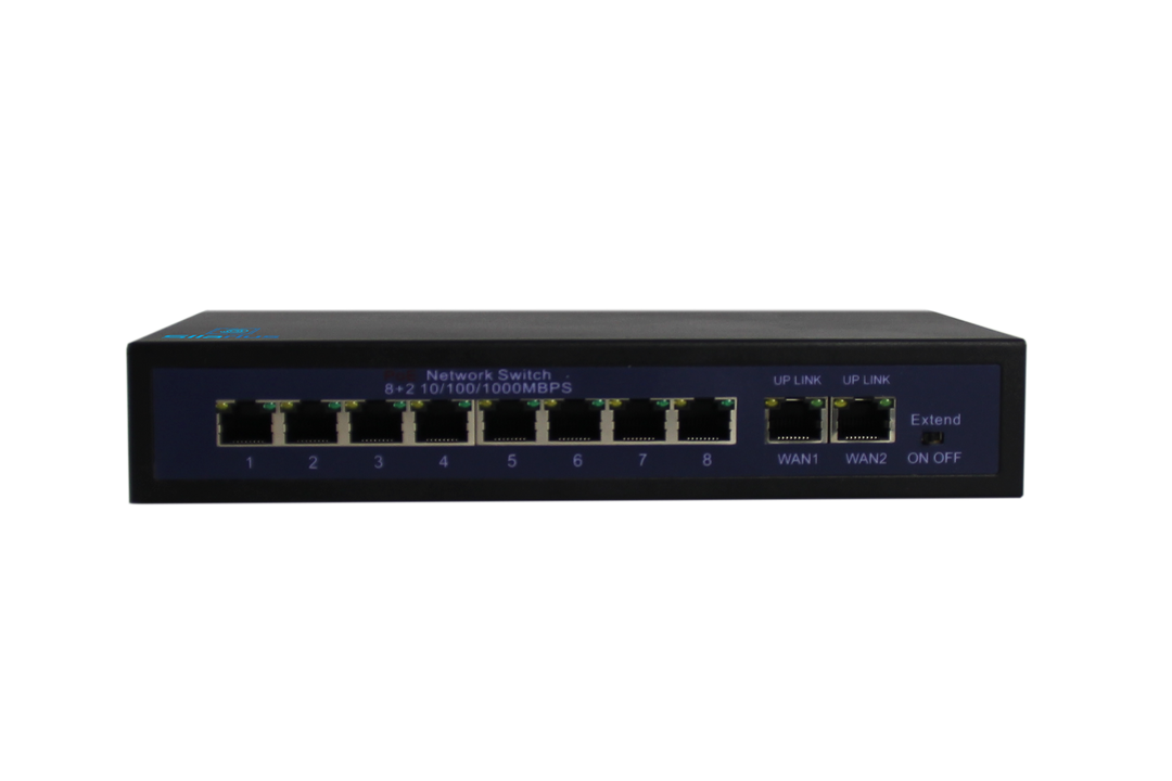 Silarius SIL-SW8POE 10 Ports POE switch with 8/100MB Ports PoE and 2 Gigabit Uplinks - 120W POE