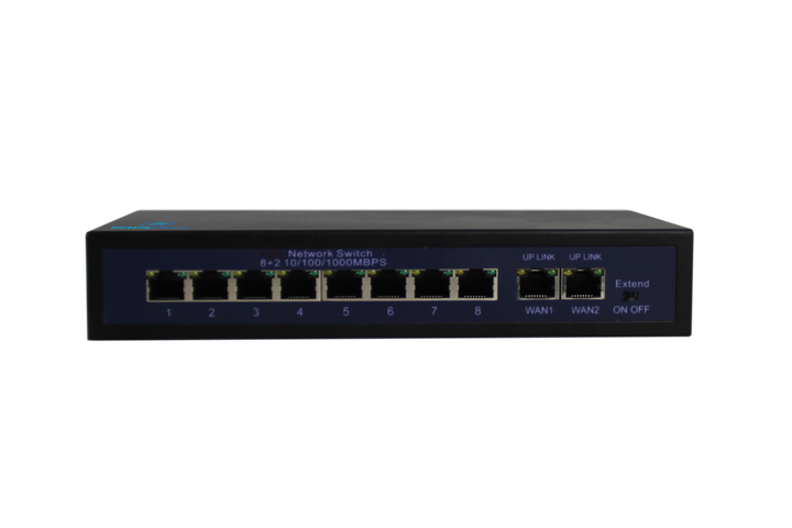 Silarius SIL-SW8POE 10 Ports POE switch with 8/100MB Ports PoE and 2 Gigabit Uplinks - 120W POE