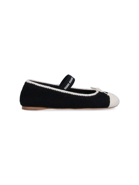 Miu Miu Women Crochet Knit Ballet Flats