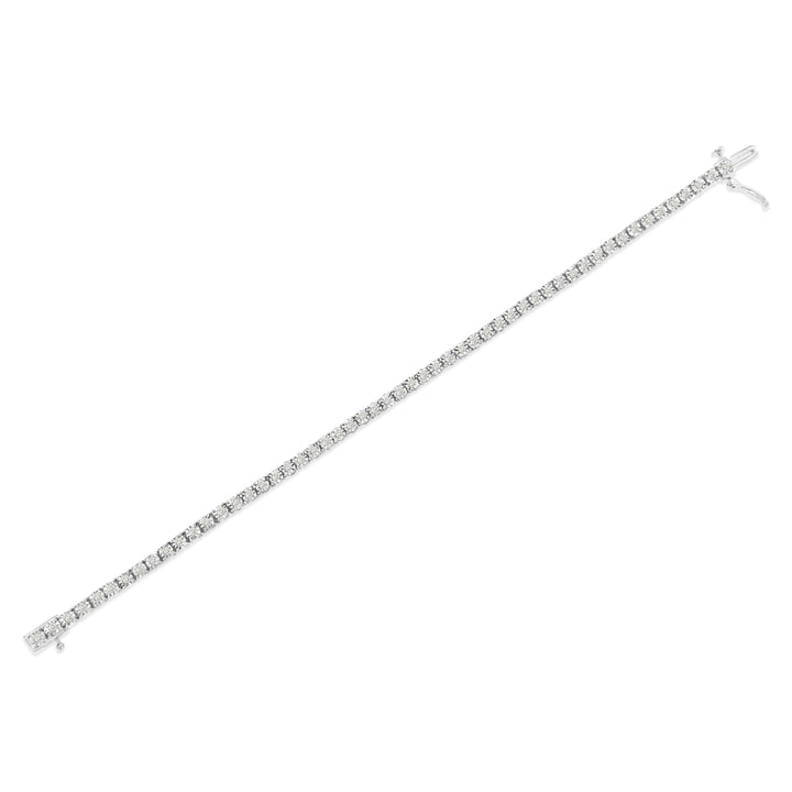 .925 Sterling Silver 1.0 Cttw Miracle-Set Diamond Round Faceted Bezel Tennis Bracelet (I-J Color, I3 Clarity) - 7"