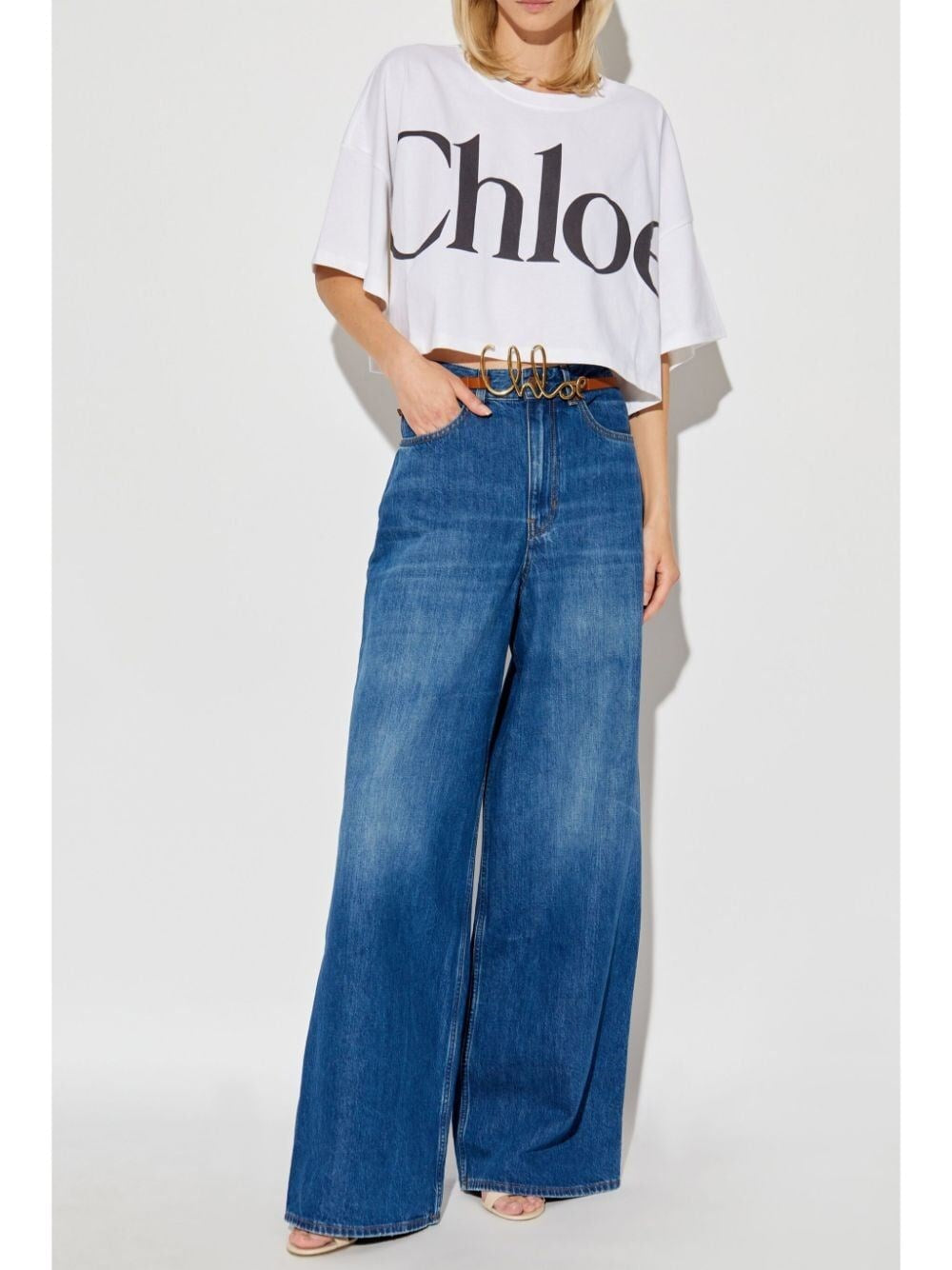 Chloe Women Cropped Boxy Logo T-Shirt