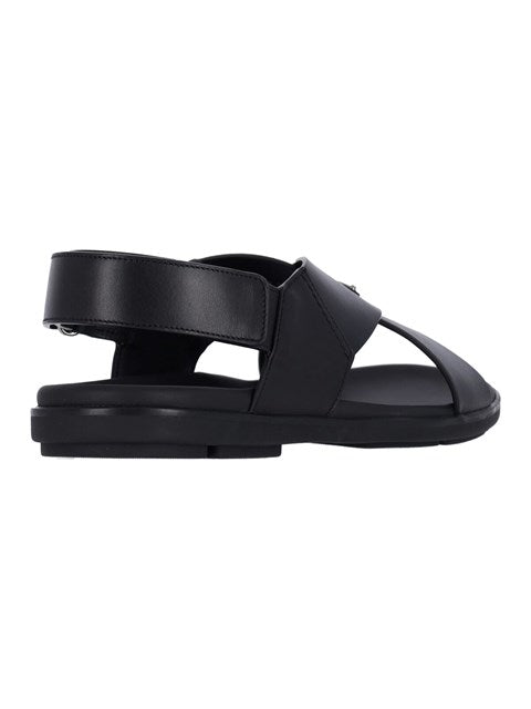Prada Men Logo Crossed Sandals