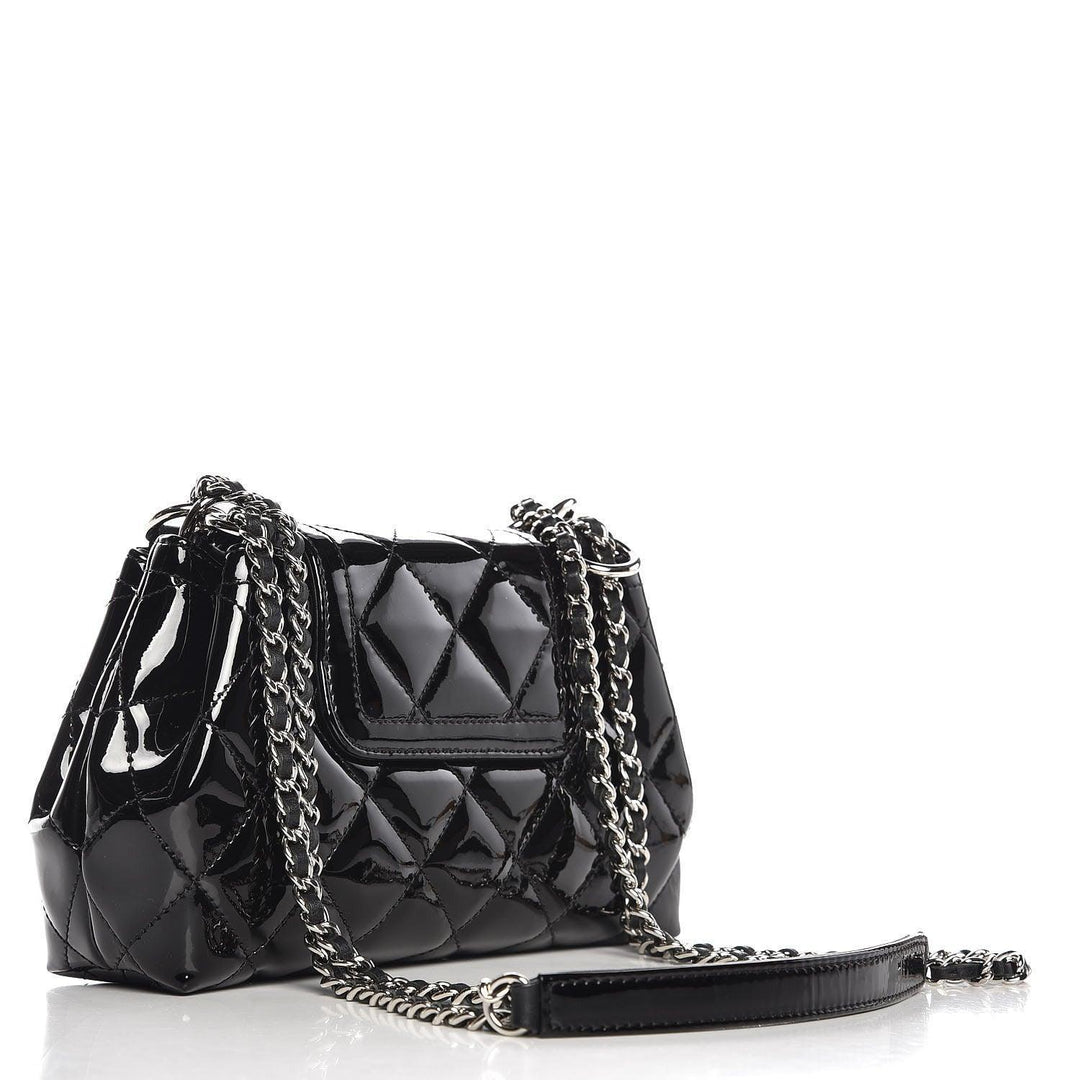 Chanel  Patent Quilted Coco Shine Small Accordion Flap Black