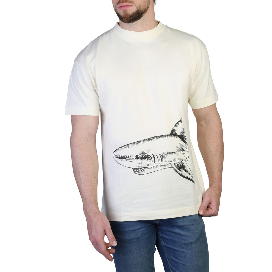 Palm Angels men's white front/back shark graphic print T-shirts