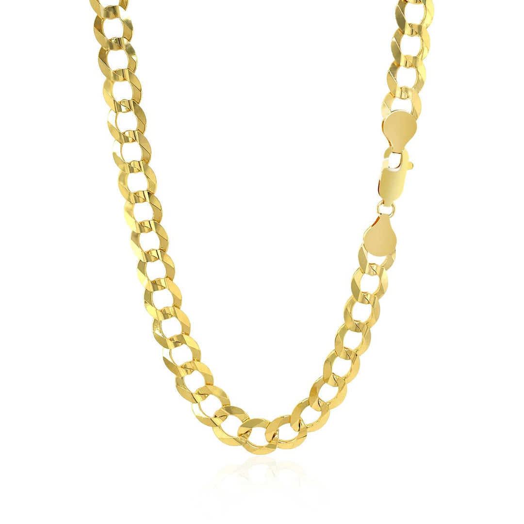 7.0mm 14k Yellow Gold Solid Curb Chain