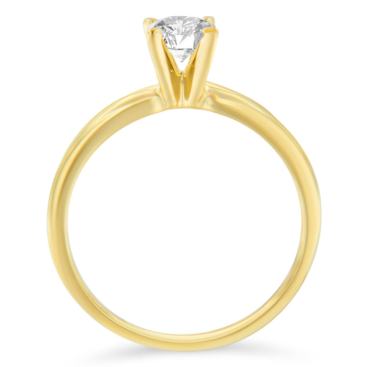 GIA Certified 14K Yellow Gold 1/2 Cttw Diamond Solitaire Engagement Ring (H Color, SI1 Clarity) - Size 6