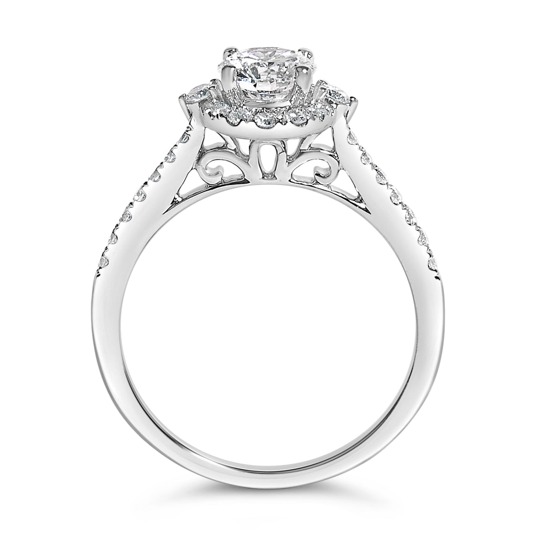 14K White Gold 1.00 Cttw Lab-Grown Diamond Oval Shaped Halo Engagement Ring (F-G Color, VS1-VS2 Clarity) - Ring Size 7