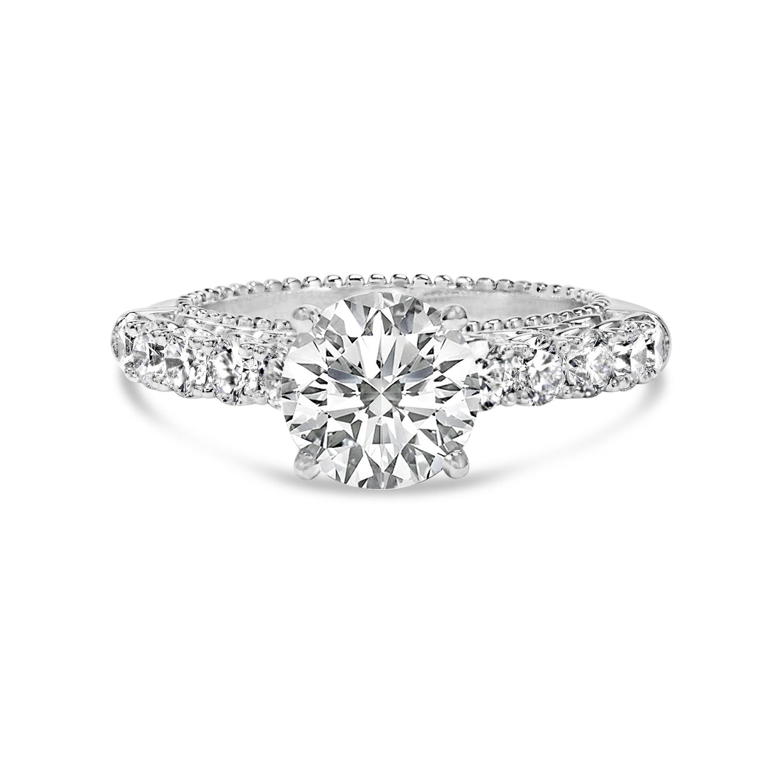 14K White Gold 3 1/5 Cttw Lab Grown Diamond Vintage Style Engagement Ring - Size 7