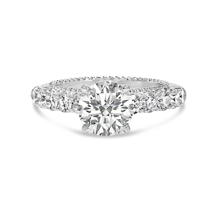 14K White Gold 3 1/5 Cttw Lab Grown Diamond Vintage Style Engagement Ring - Size 7