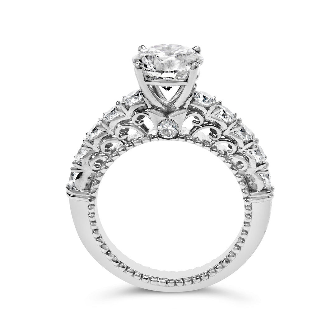 14K White Gold 3 1/5 Cttw Lab Grown Diamond Vintage Style Engagement Ring - Size 7