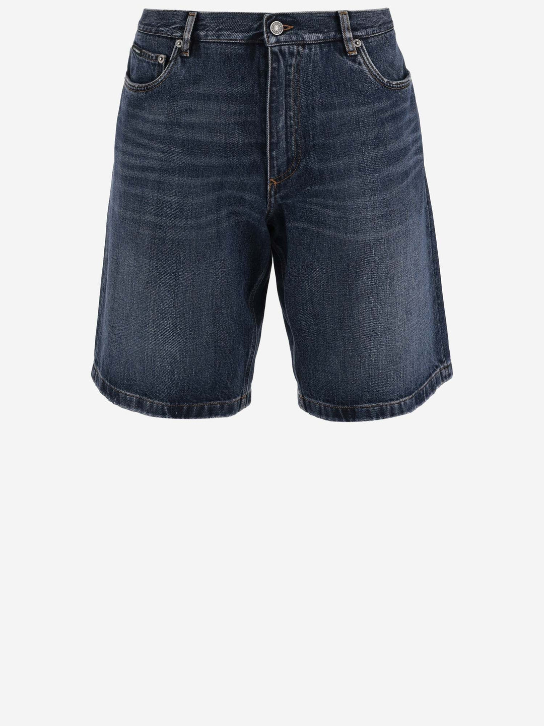 Dolce &amp; Gabbana Cotton Denim Short Pants With Logo Plaque