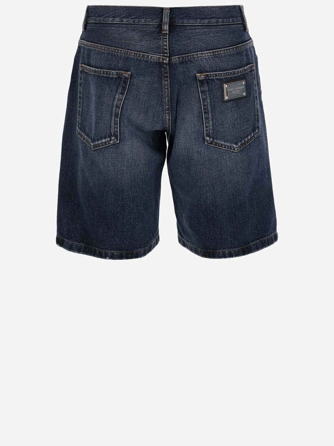 Dolce &amp; Gabbana Cotton Denim Short Pants With Logo Plaque