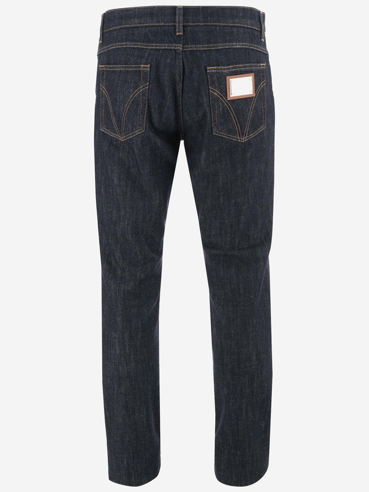 Dolce &amp; Gabbana Cotton Denim Jeans With Dg Plaque