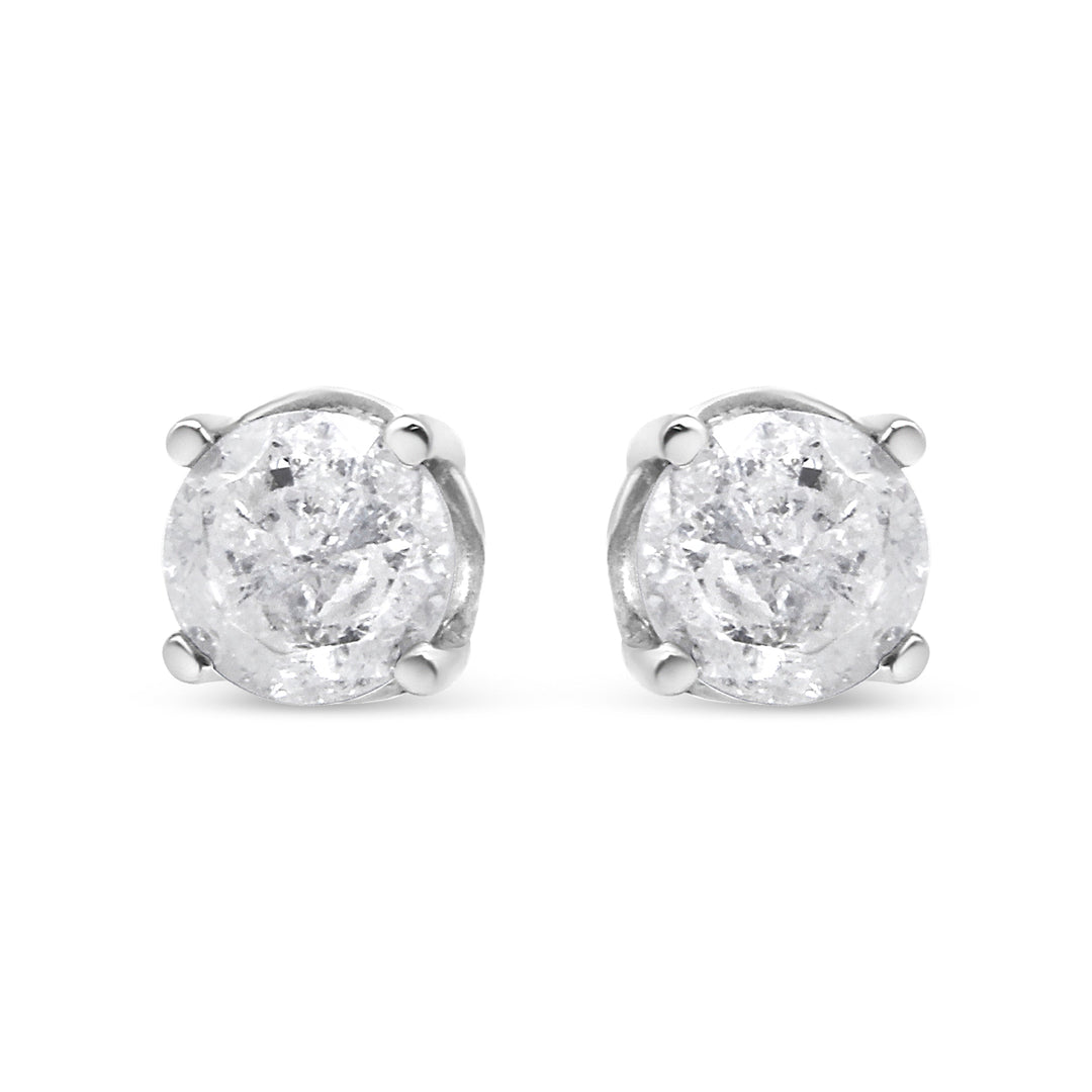 14K White Gold 3/4 Cttw Lab Grown Diamond 4-Prong Classic Stud Earrings (F-G Color, VS2-SI1 Clarity)