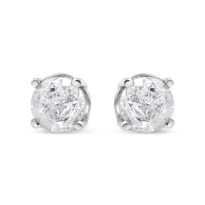 14K White Gold 3/4 Cttw Lab Grown Diamond 4-Prong Classic Stud Earrings (F-G Color, VS2-SI1 Clarity)