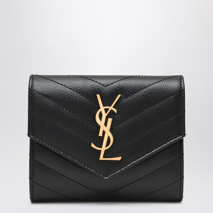 Saint Laurent Tri-Fold Cassandre Wallet Black Women