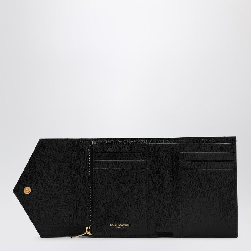 Saint Laurent Tri-Fold Cassandre Wallet Black Women