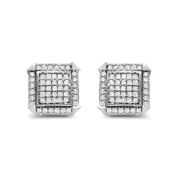10K White Gold 1.0 Cttw Diamond  Composite with Halo Stud Earrings (H-I Color, I1-I2 Clarity)