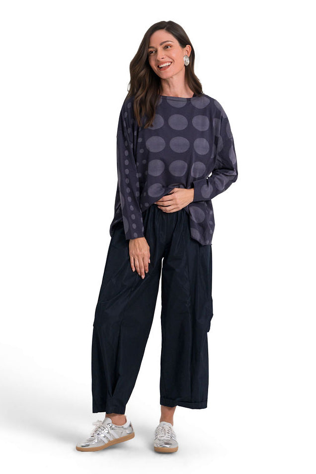 Pima Cotton Circles Luxury Boxy Tee - Midnight