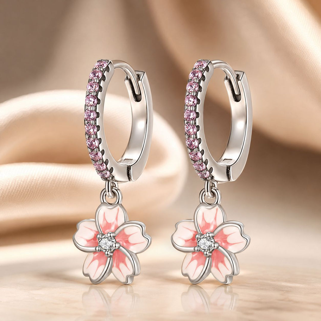 925 Sterling Silver Earrings with CZ and Enamel, 2.2x0.8m, for Women