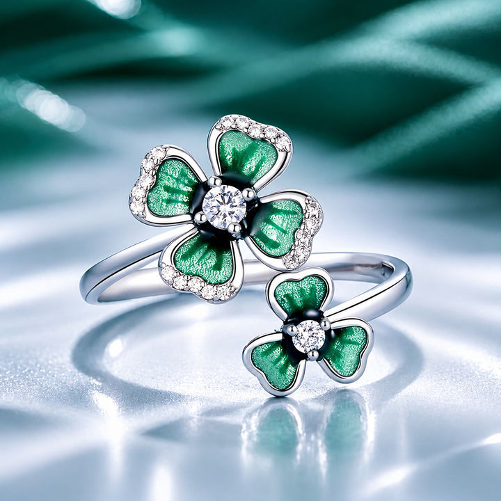 925 Sterling Silver Enamel Pavé CZ Ring for Women