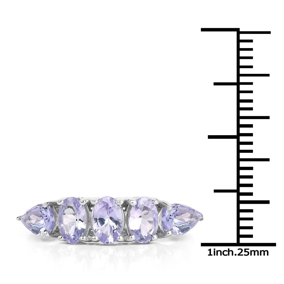 2.33 Carat Genuine Tanzanite .925 Sterling Silver Ring