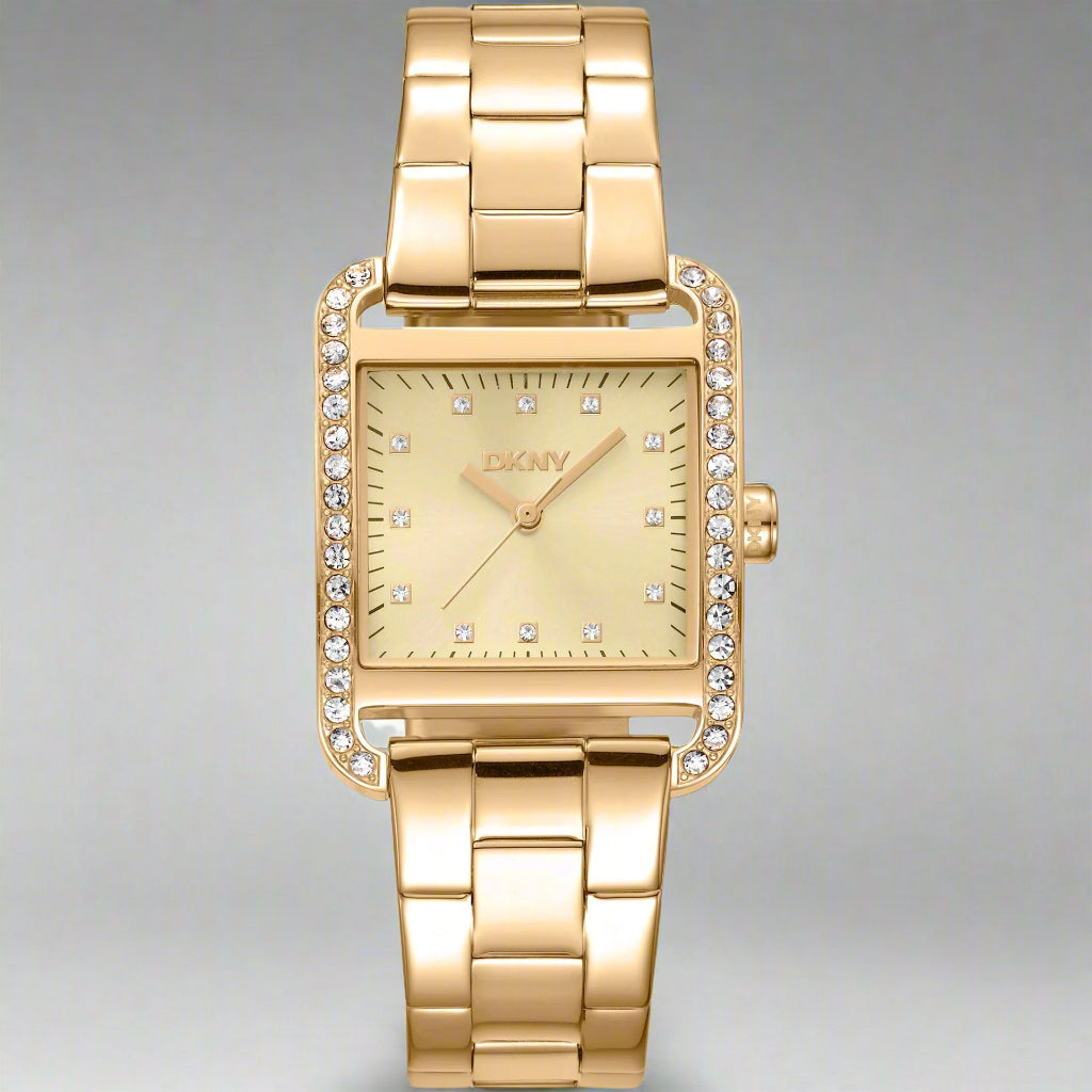 DKNY women's yellow gold tone jewel bezel Watches