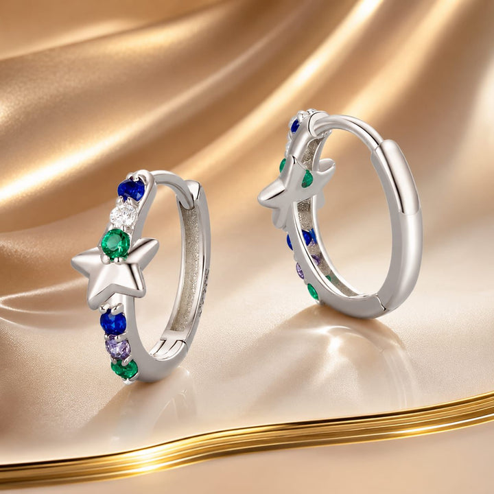 925 Sterling Silver Earrings with Pavé Setting CZ in White Gold for Women
