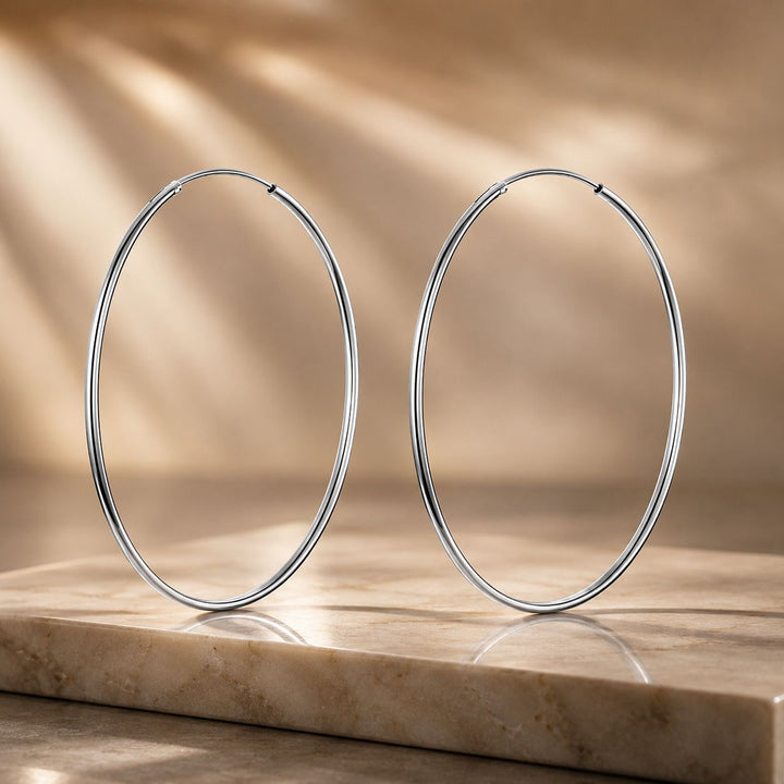 925 Sterling Silver Plated White Gold Earrings 3.0cm for Women