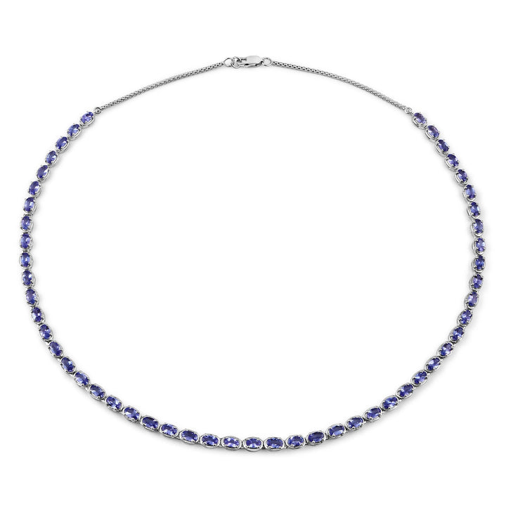 10.00 Carat Genuine Tanzanite .925 Sterling Silver Necklace
