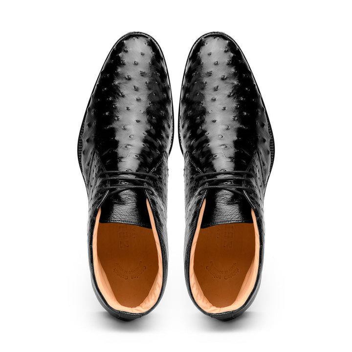 43-594-BLK MARCO Ostrich Quill Chukka Boot, Black