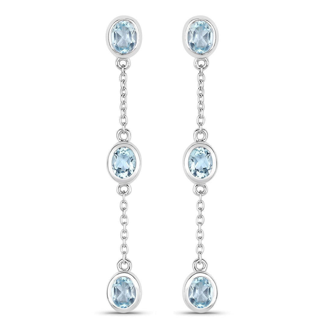 2.16 Carat Genuine Blue Topaz .925 Sterling Silver Earrings
