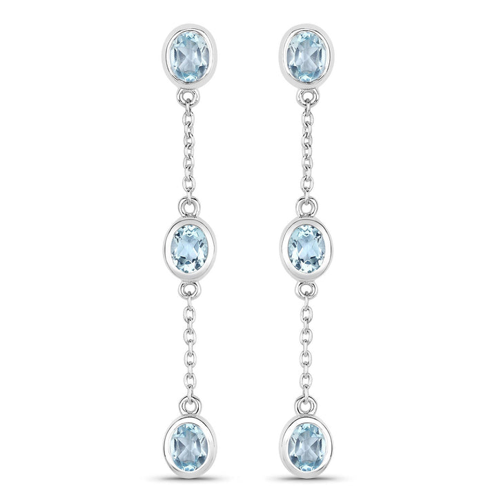 2.16 Carat Genuine Blue Topaz .925 Sterling Silver Earrings