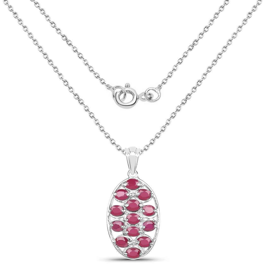 2.86 Carat Glass Filled Ruby .925 Sterling Silver Pendant