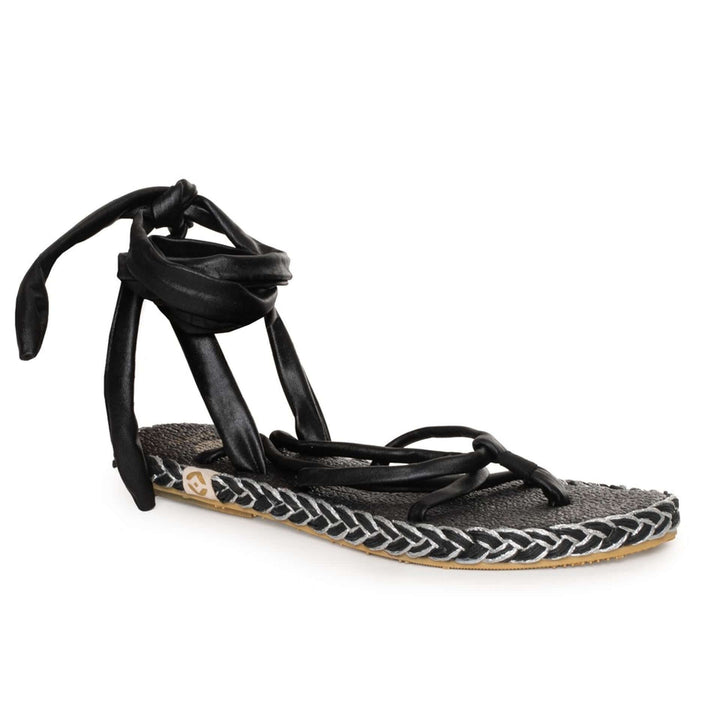 Nalho women's black fabric open toe strap  Sandals