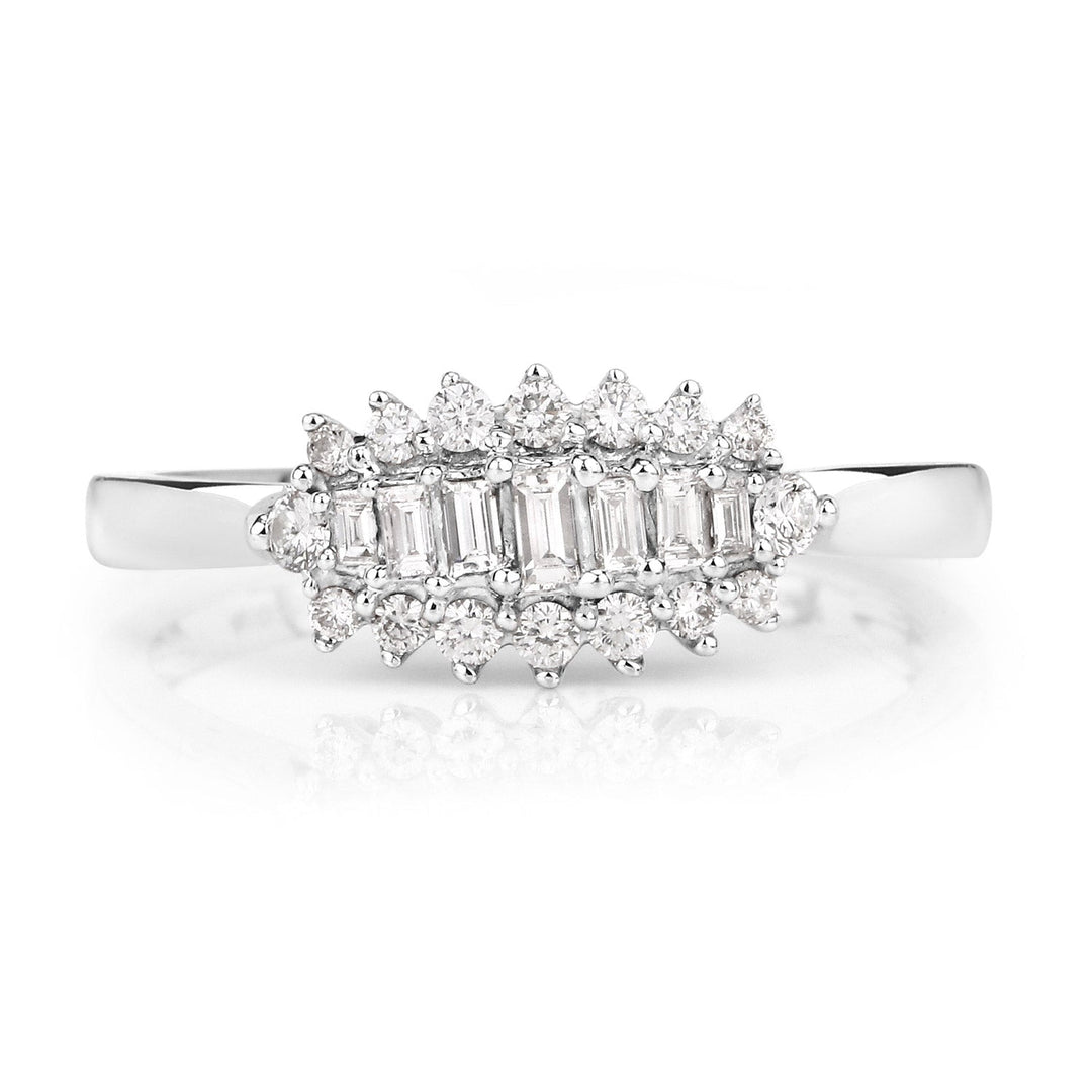 0.37 Carat Genuine White Diamond 14K White Gold Ring (E-F Color, VS-SI Clarity)