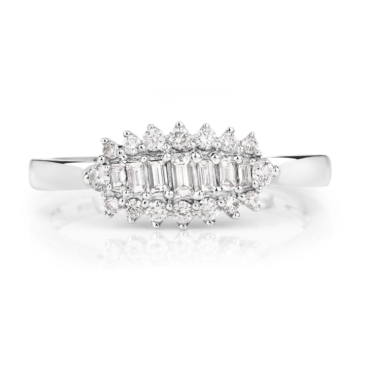 0.37 Carat Genuine White Diamond 14K White Gold Ring (E-F Color, VS-SI Clarity)